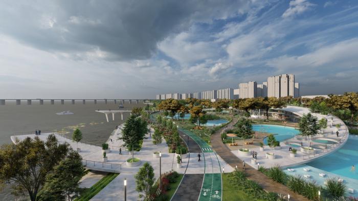 BIM建筑|河岸的“自然驿站”：蚕室区汉江市民公园天然游泳池 / 佰筑建筑+Carve