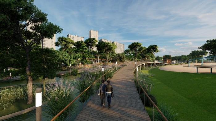 BIM建筑|河岸的“自然驿站”：蚕室区汉江市民公园天然游泳池 / 佰筑建筑+Carve