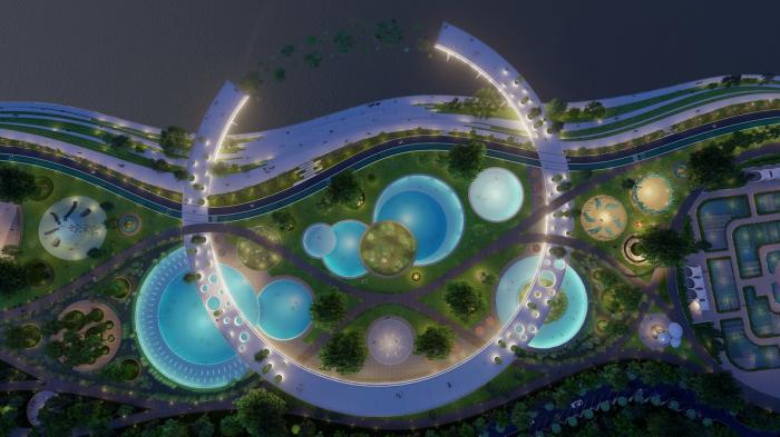 BIM建筑|河岸的“自然驿站”：蚕室区汉江市民公园天然游泳池 / 佰筑建筑+Carve