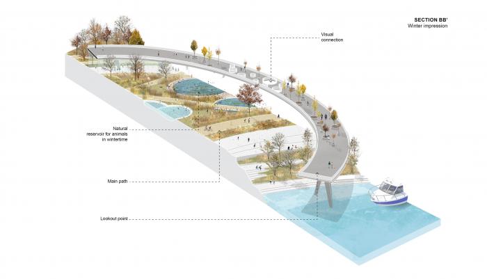 BIM建筑|河岸的“自然驿站”：蚕室区汉江市民公园天然游泳池 / 佰筑建筑+Carve