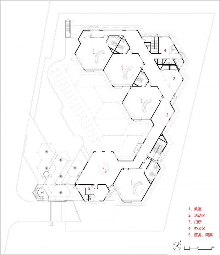 BIM建筑|简单几何勾勒而成的六边形“蜂巢”：杭州浦乐幼儿园杨家墩分园 / goa大象设计