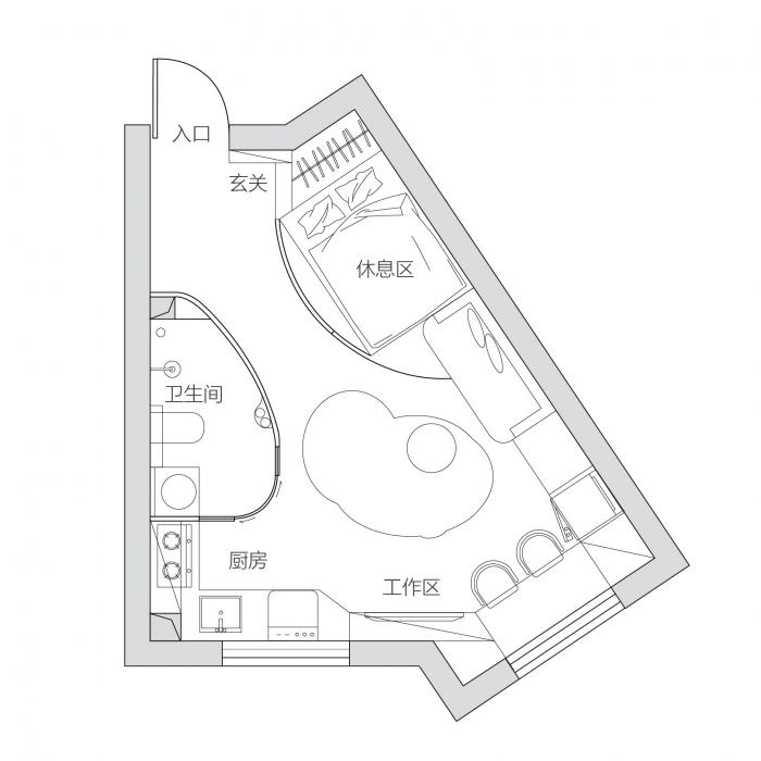 BIM建筑|「 微 居 」一种极小户型的空间释放 / 戏构建筑设计