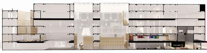 BIM建筑|源平·美璟书店：隐秘在采光中庭中的书店 / 上海严旸建筑设计工作室