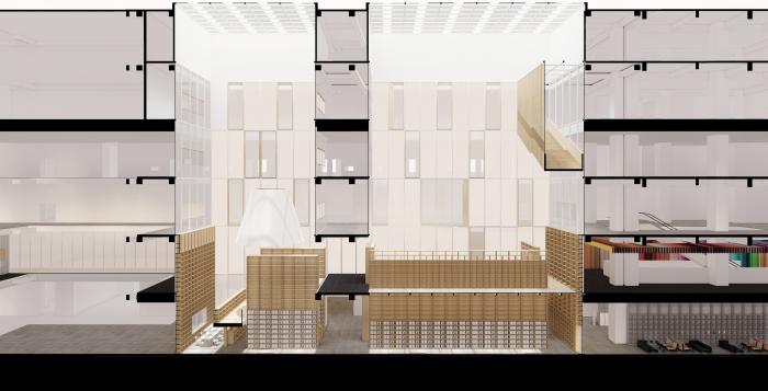 BIM建筑|源平·美璟书店：隐秘在采光中庭中的书店 / 上海严旸建筑设计工作室