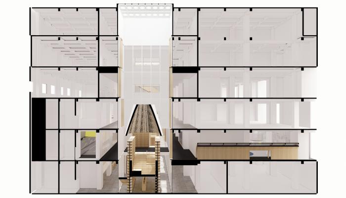 BIM建筑|源平·美璟书店：隐秘在采光中庭中的书店 / 上海严旸建筑设计工作室