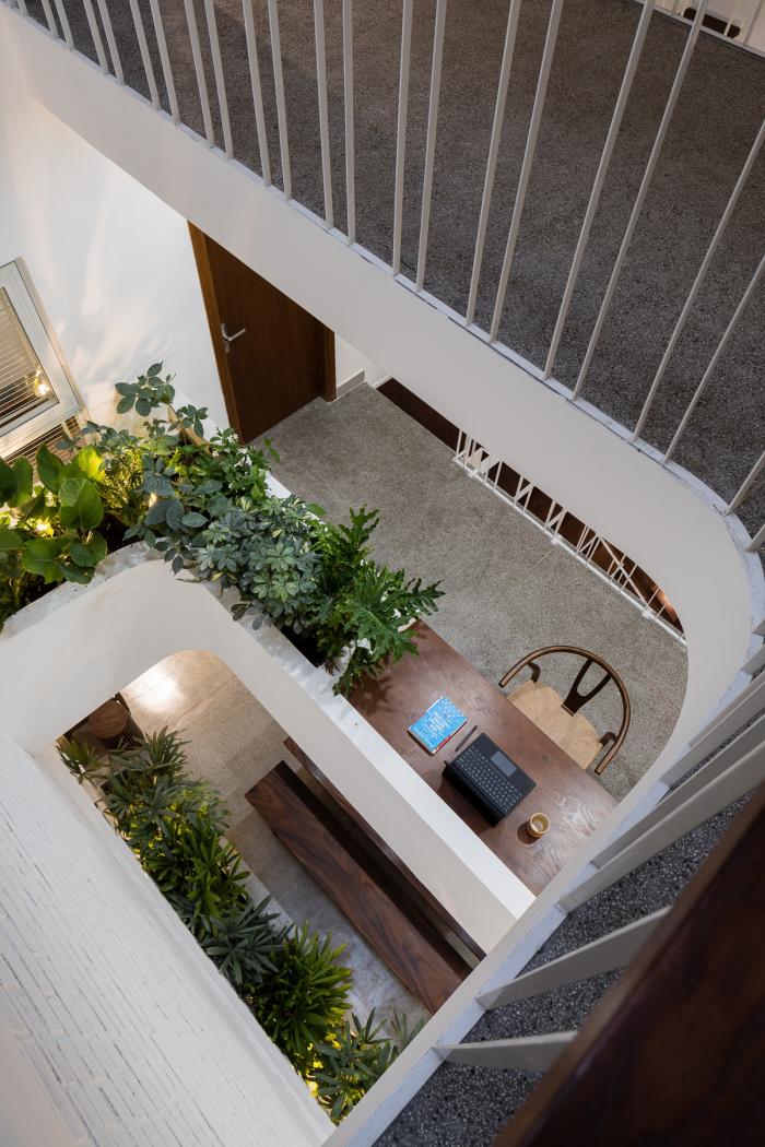 BIM建筑|绿植点缀垂直天井，活力与静谧美感的平衡：越南V别墅