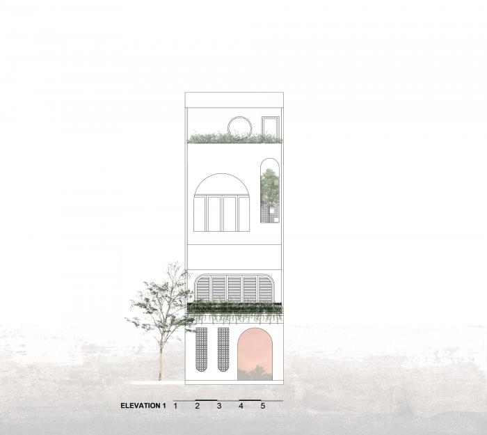 BIM建筑|绿植点缀垂直天井，活力与静谧美感的平衡：越南V别墅