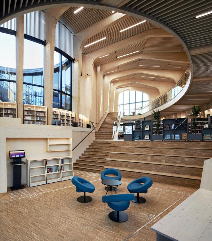 BIM建筑|挪威收藏图书馆：垂直木材编织出柔和立面 / Helen & Hard