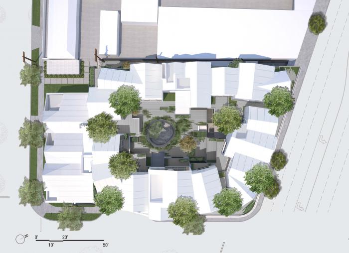 BIM建筑|MAD美国首个项目“比弗利山丘庭院”竣工，“山坡”上的小村庄