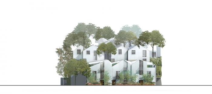 BIM建筑|MAD美国首个项目“比弗利山丘庭院”竣工，“山坡”上的小村庄