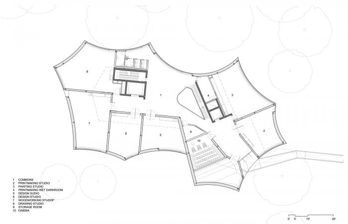 BIM建筑|轻盈飞动，绕古树而生，温特视觉艺术楼 / 斯蒂文·霍尔建筑事务所