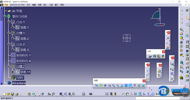 BIM问答|用CATIA画零件时特征书上的图标变成了网格状,零件找不到了...