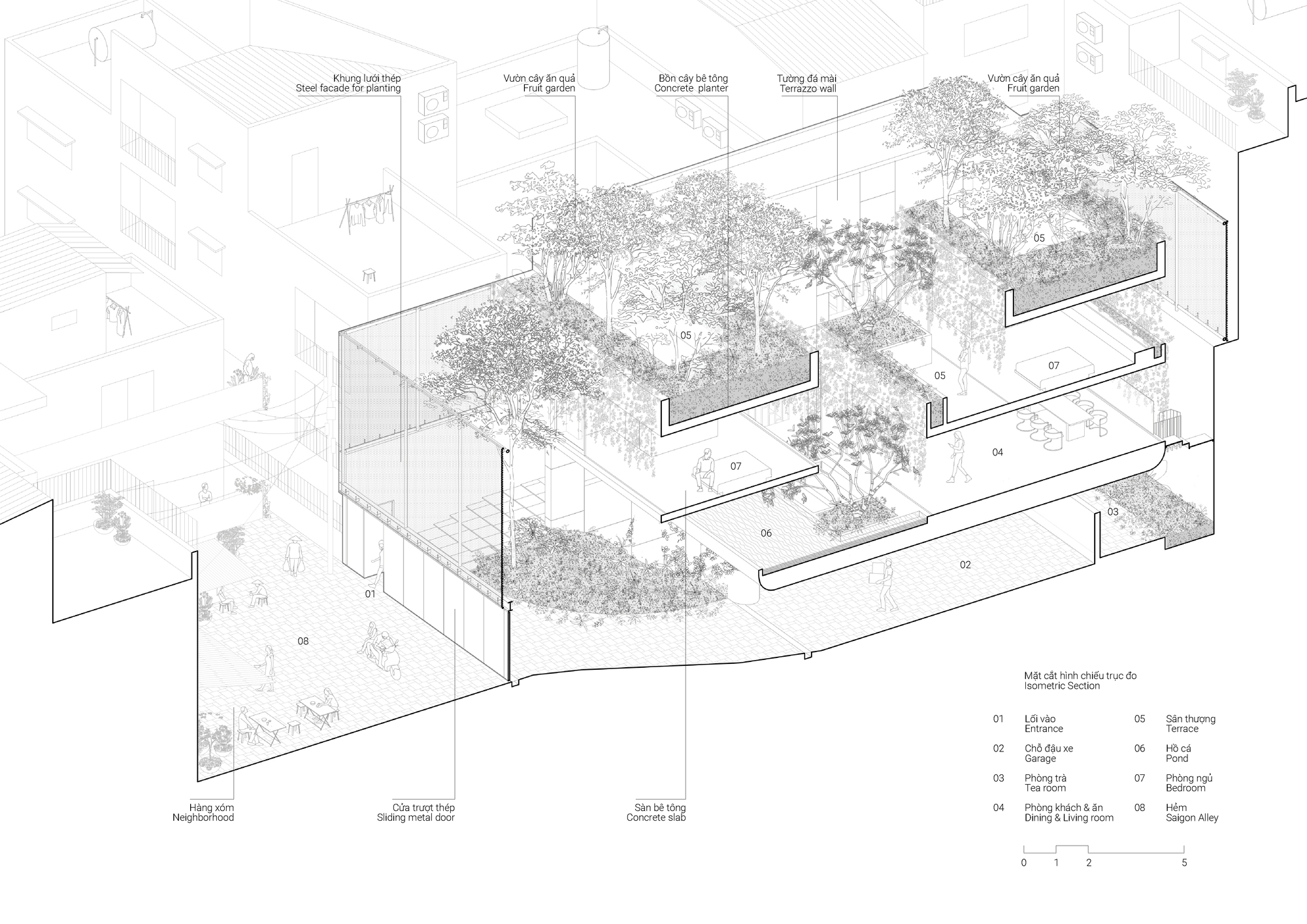 BIM建筑|越南Tan Dinh住宅，简居于“桥上” / MIA Design Studio