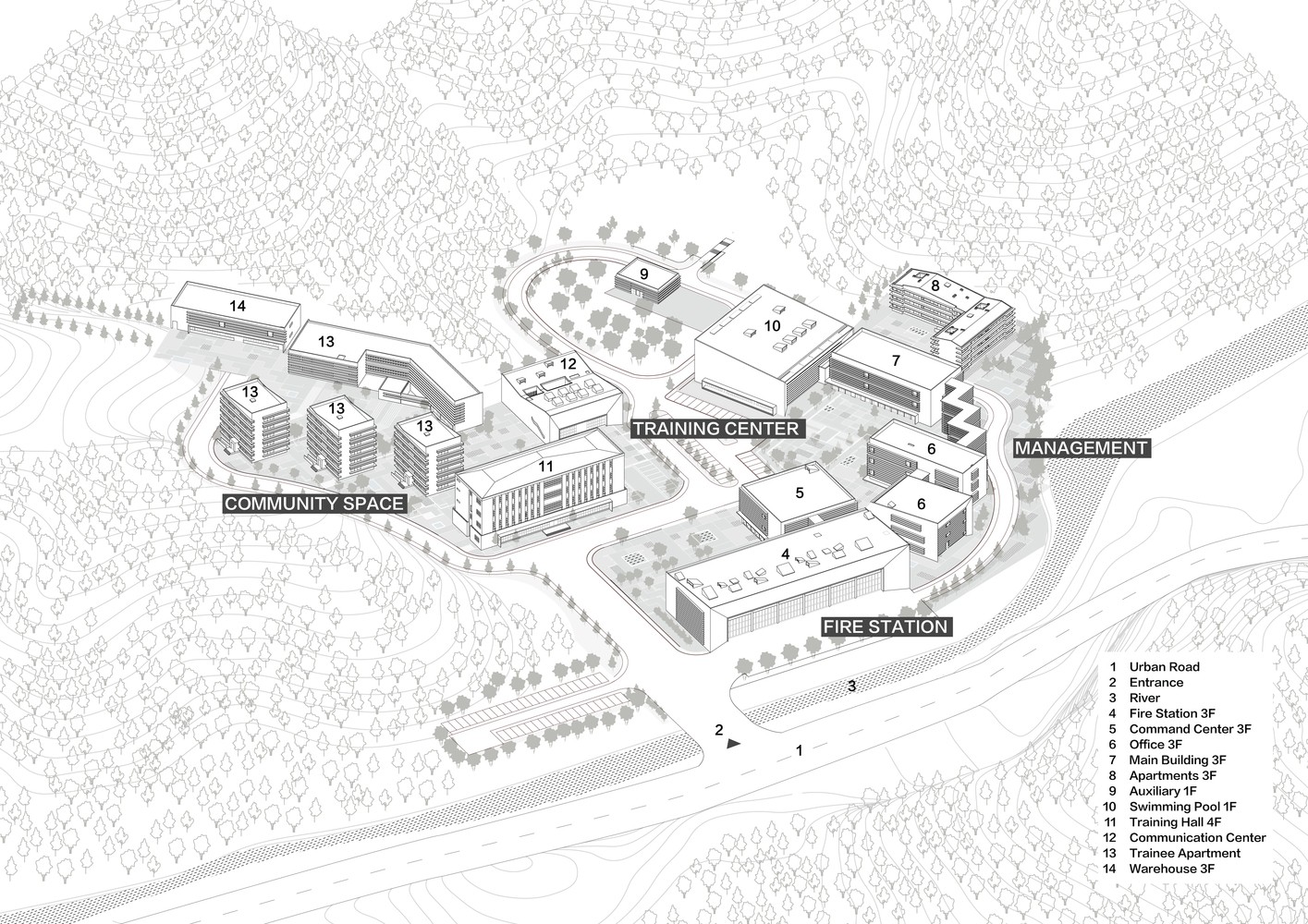 BIM建筑|黔南山地消防与应急救援训练中心 / 西线工作室
