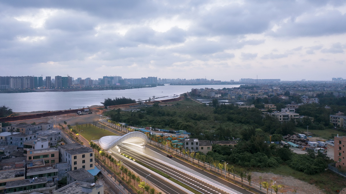 BIM建筑|海口文明东隧道光过渡设计：优雅纯洁的白色贝壳 / 槃达中国