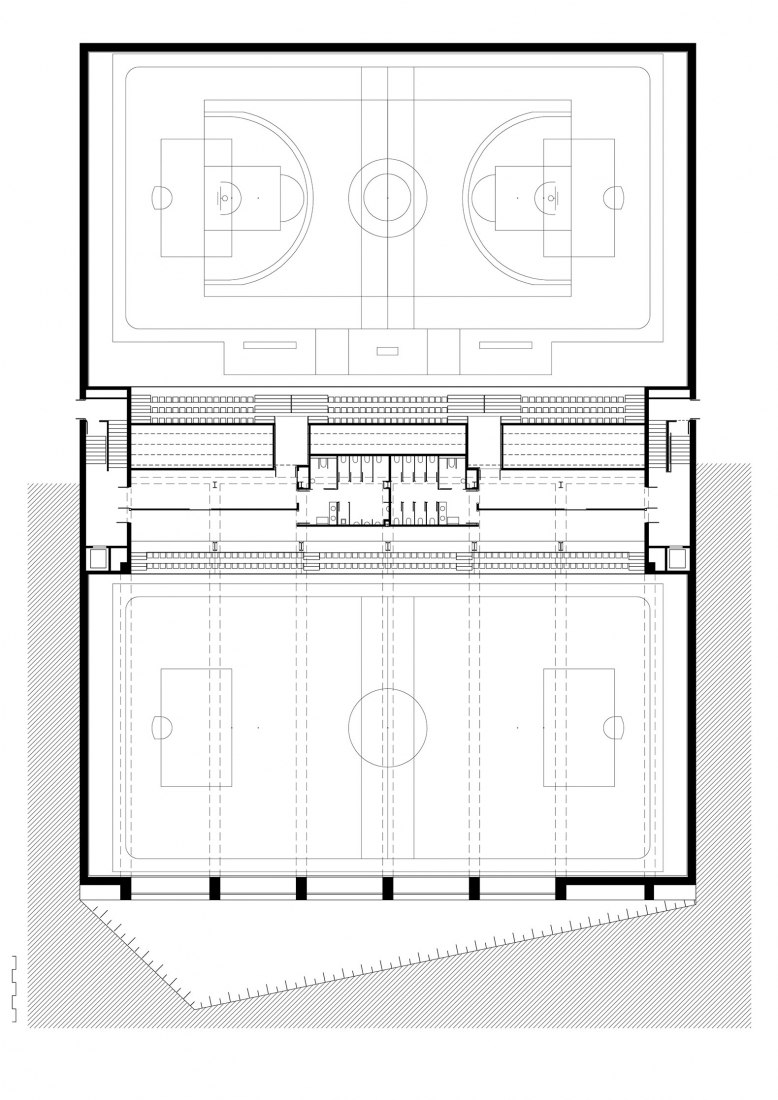 BIM建筑|红砖石外墙的半地下体育场 | CAMP DEL FERRO 体育中心
