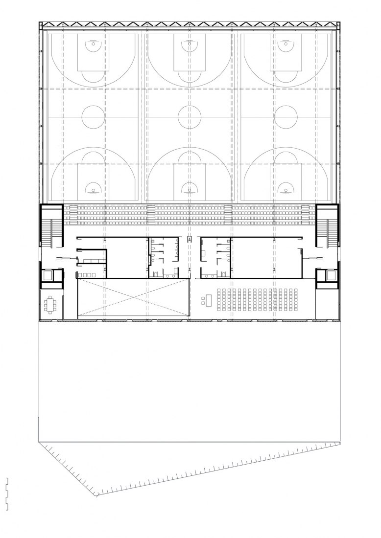 BIM建筑|红砖石外墙的半地下体育场 | CAMP DEL FERRO 体育中心