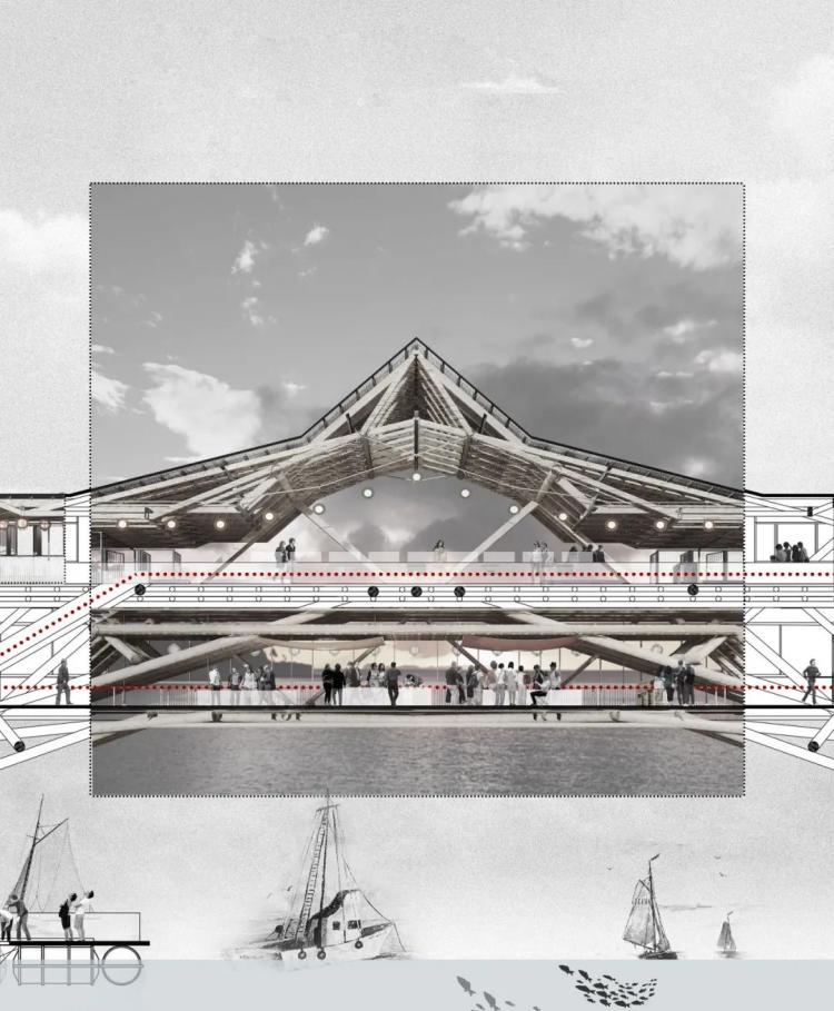 BIM建筑|2019基准杯二等奖 | 用传统木拱桥工艺搭建水岸工艺馆