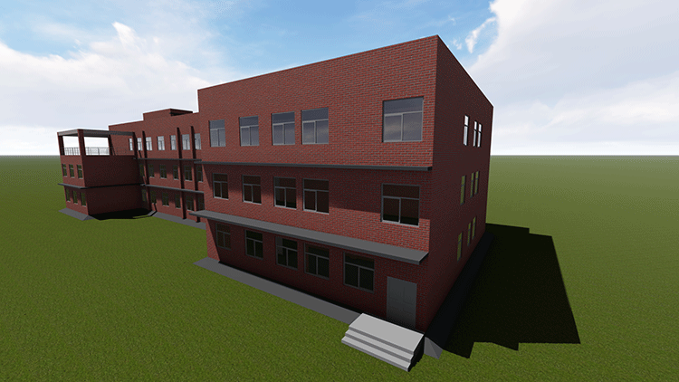 某幼儿园建筑模型，CAD、Revit、Lumion渲染出图含自建窗族构件