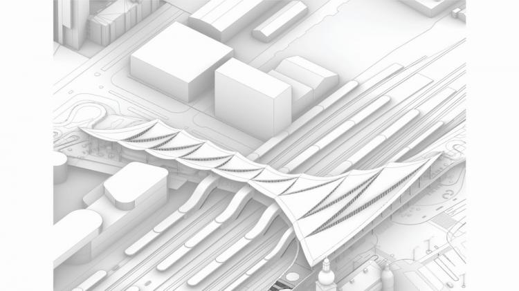 BIM建筑|用一叶屋顶整合的交通枢纽/BIG