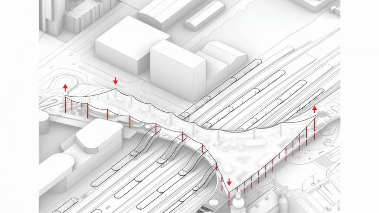 BIM建筑|用一叶屋顶整合的交通枢纽/BIG