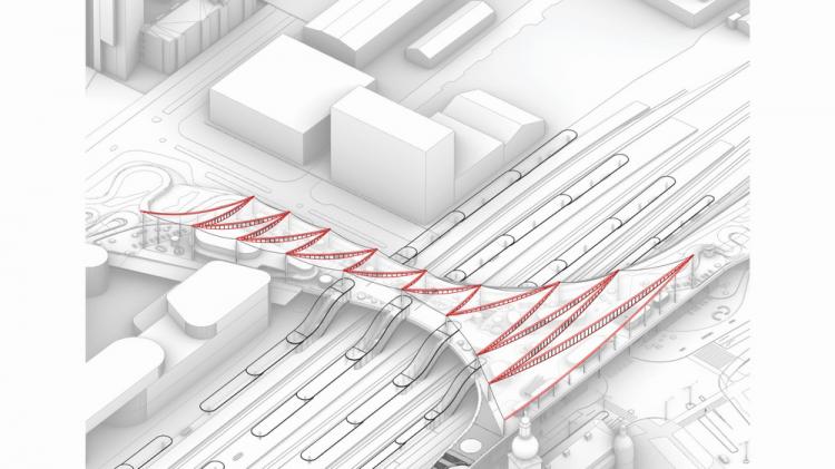 BIM建筑|用一叶屋顶整合的交通枢纽/BIG