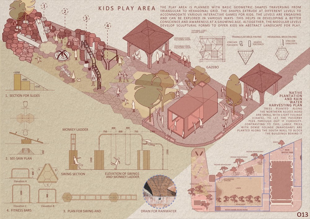 BIM建筑|钢筋水泥中的红色绿洲/PMA madhushala