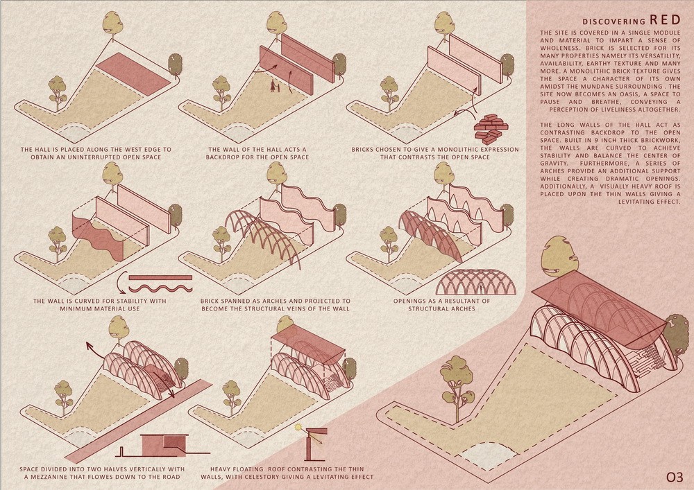 BIM建筑|钢筋水泥中的红色绿洲/PMA madhushala