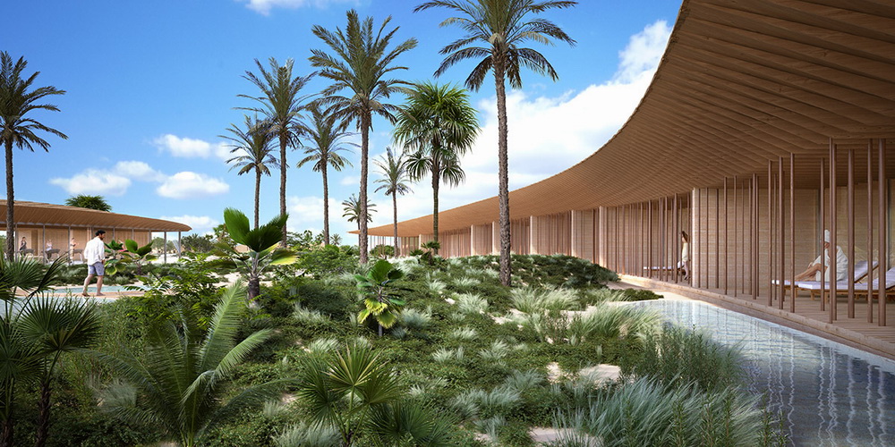 BIM建筑|隈研吾沙特阿拉伯度假村方案：在水陆间起伏