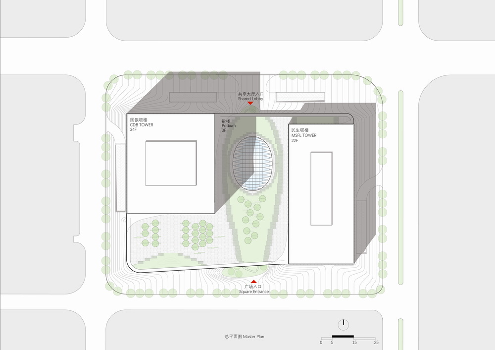 BIM建筑|与城市共享的大厅：国银•民生金融大厦/筑博设计