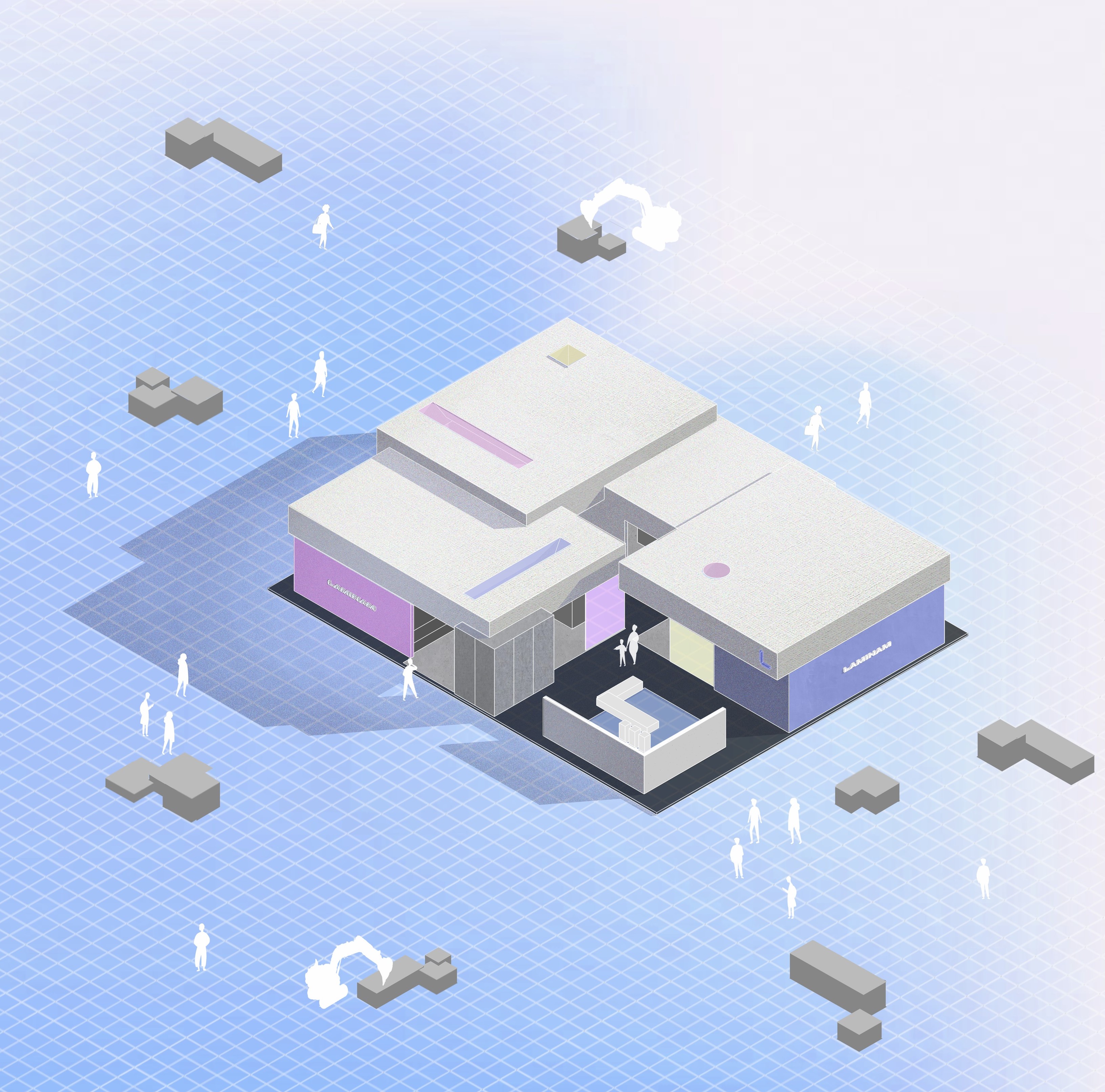 BIM建筑|将至上主义绘画转译成三维空间：层岩叠影展厅/朴居设计研究室