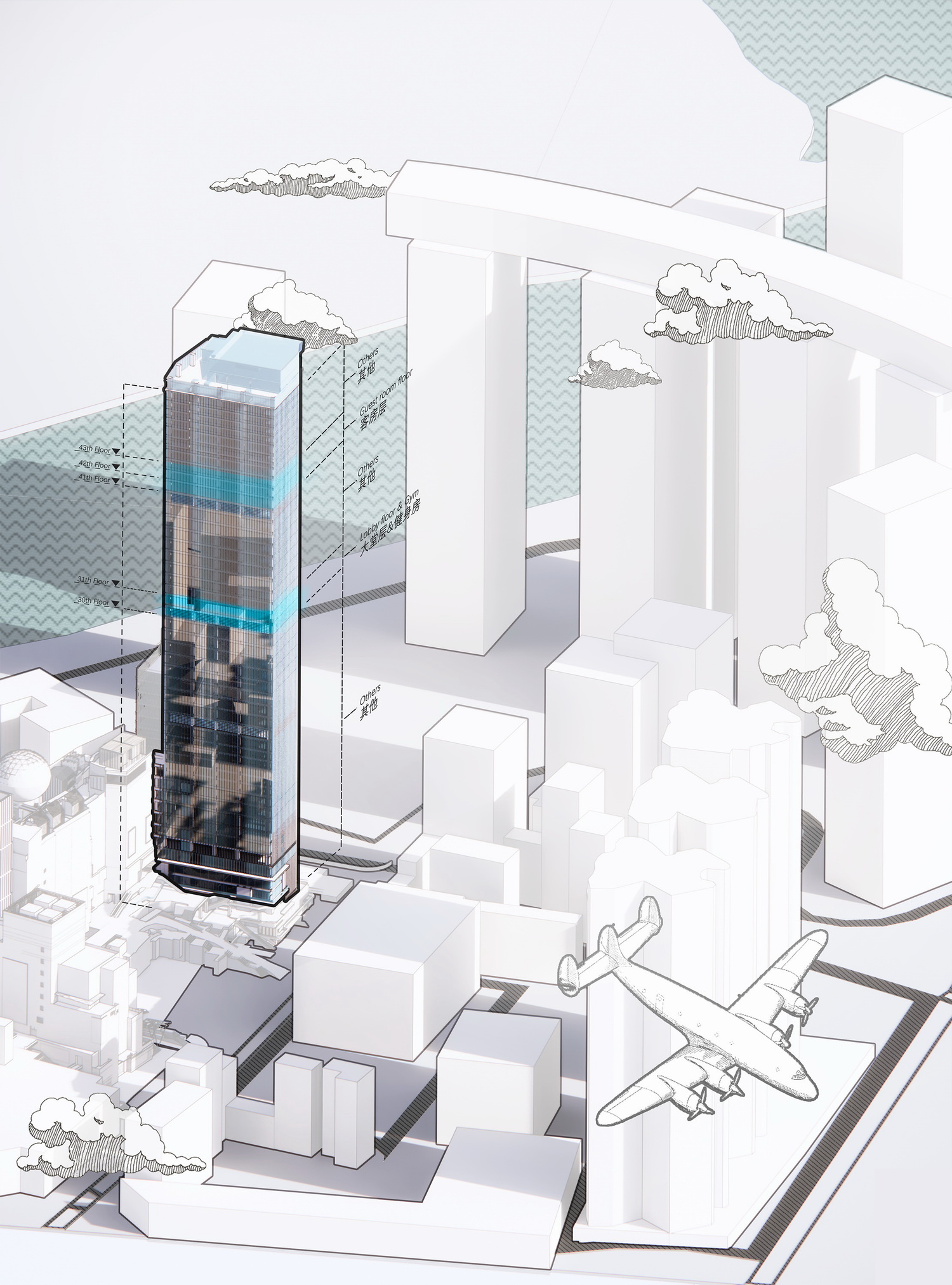 BIM建筑|ISEYA 浮云高空酒店【朝天门旗舰店】/布道空间设计