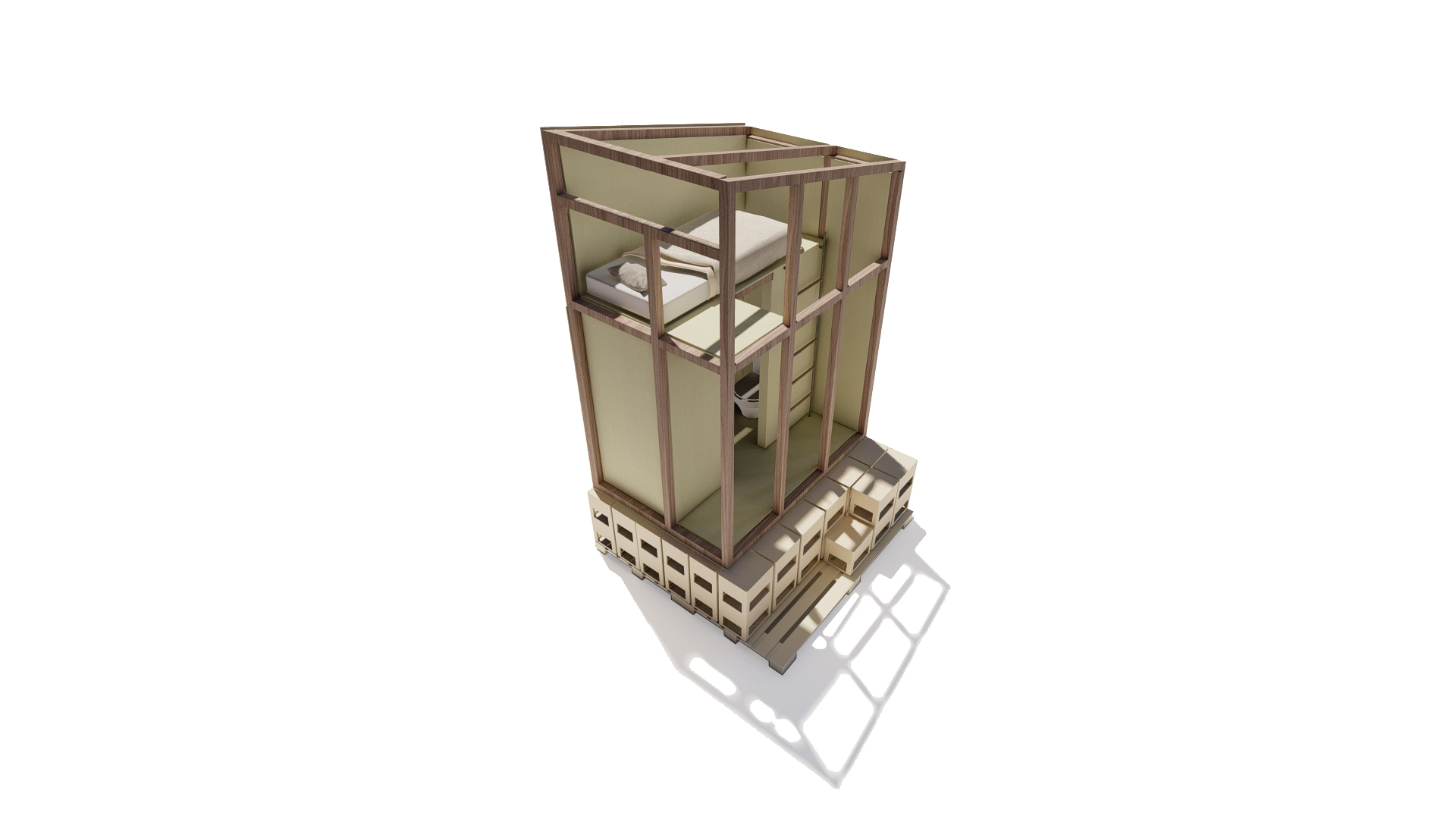 BIM建筑|模块舱体,医护人员临时空间 / Revolution