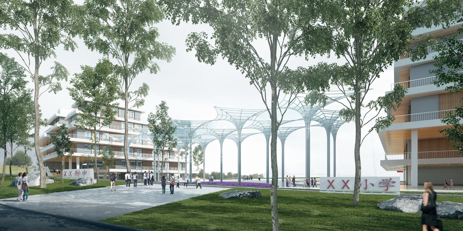 BIM建筑|森林Park+，共享垂直校区 | 重庆柏溪校区九年一贯制学校方案/中机中联工程有限公司