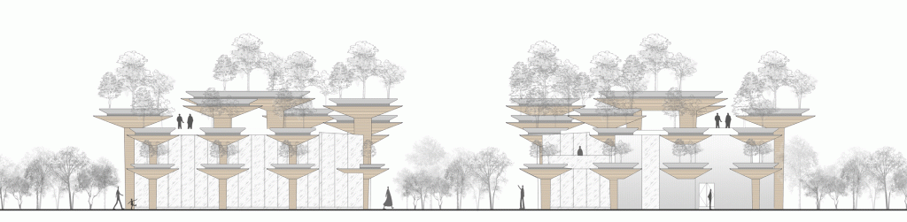 BIM建筑|日常风景下自然生长的空间：“伞之丘”生活方式集合店 / line+建筑事务所+gad