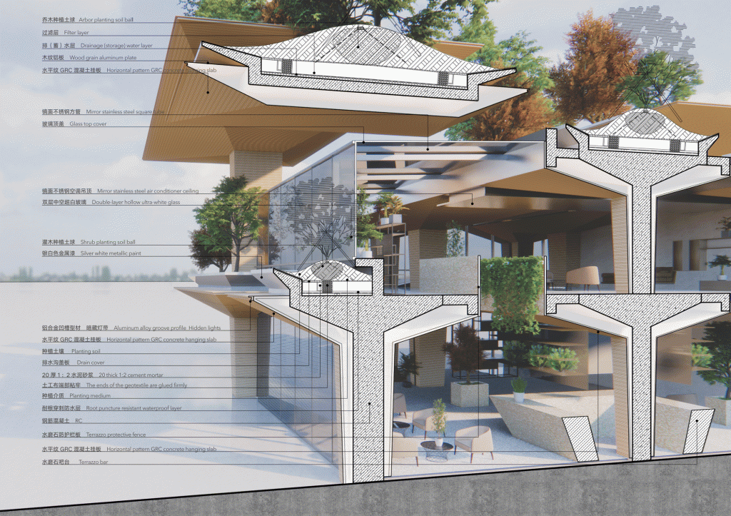 BIM建筑|日常风景下自然生长的空间：“伞之丘”生活方式集合店 / line+建筑事务所+gad