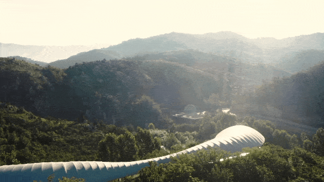 BIM建筑|极致的乡愁——泰安九女峰“故乡的月”仪式堂 / 袈蓝建筑