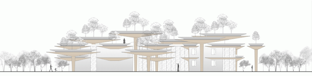 BIM建筑|日常风景下自然生长的空间：“伞之丘”生活方式集合店 / line+建筑事务所+gad