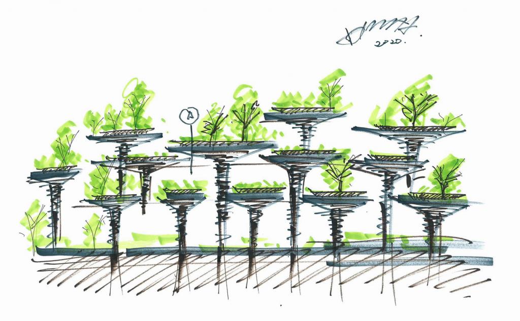 BIM建筑|日常风景下自然生长的空间：“伞之丘”生活方式集合店 / line+建筑事务所+gad