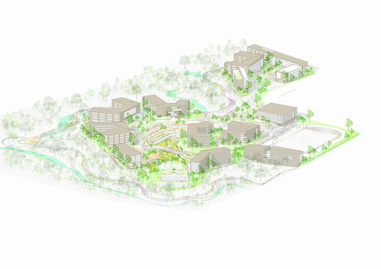 BIM建筑|西南大学附属中学两江校区：消失的高密度校园 / gad