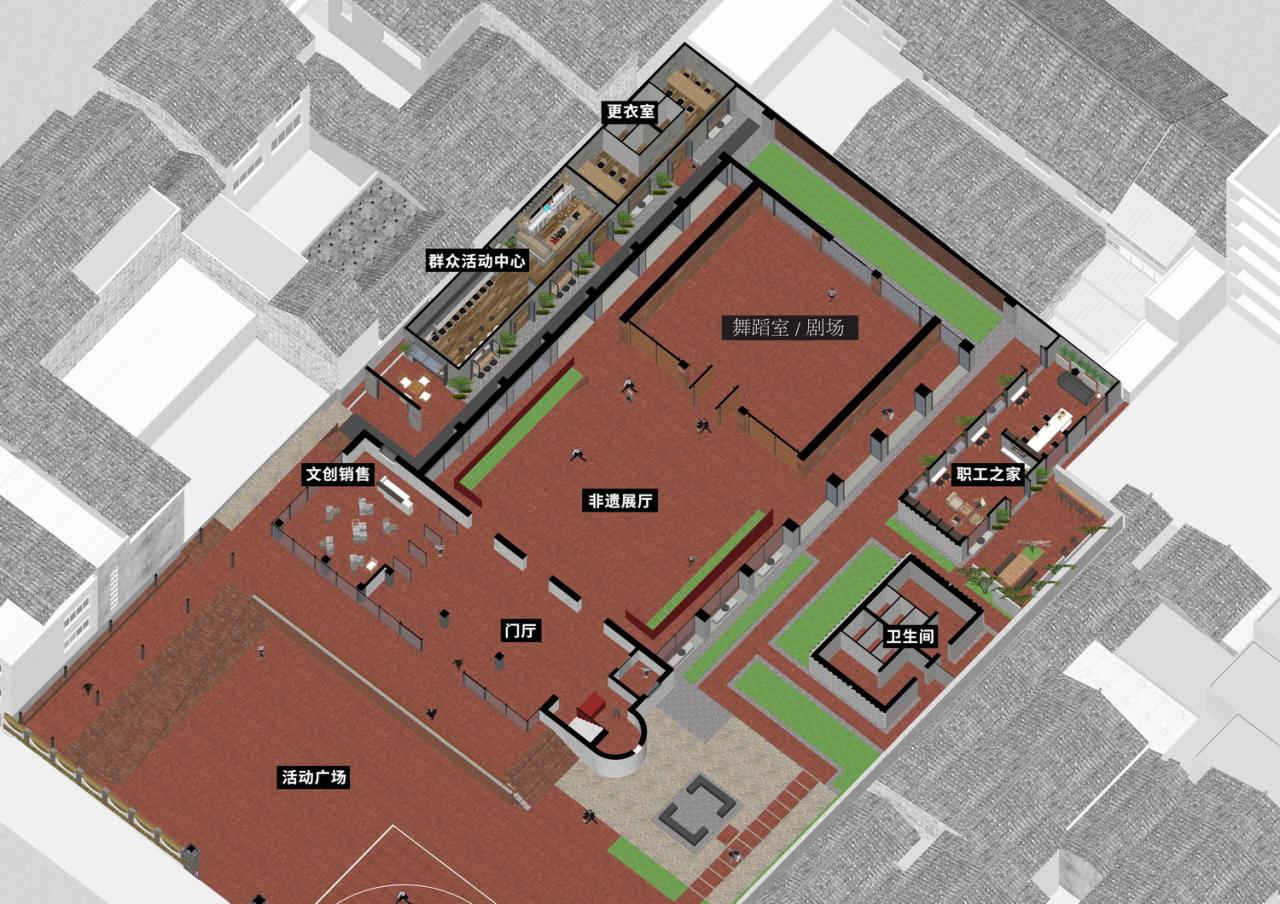 BIM建筑|扎根！生长！——邛崃市平乐古镇剧场改造 / 厚石设计