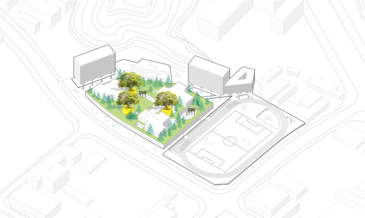 BIM建筑|山间学堂：深圳市第三十三高级中学（中标候选方案） / 上海华都建筑规划设计有限公司
