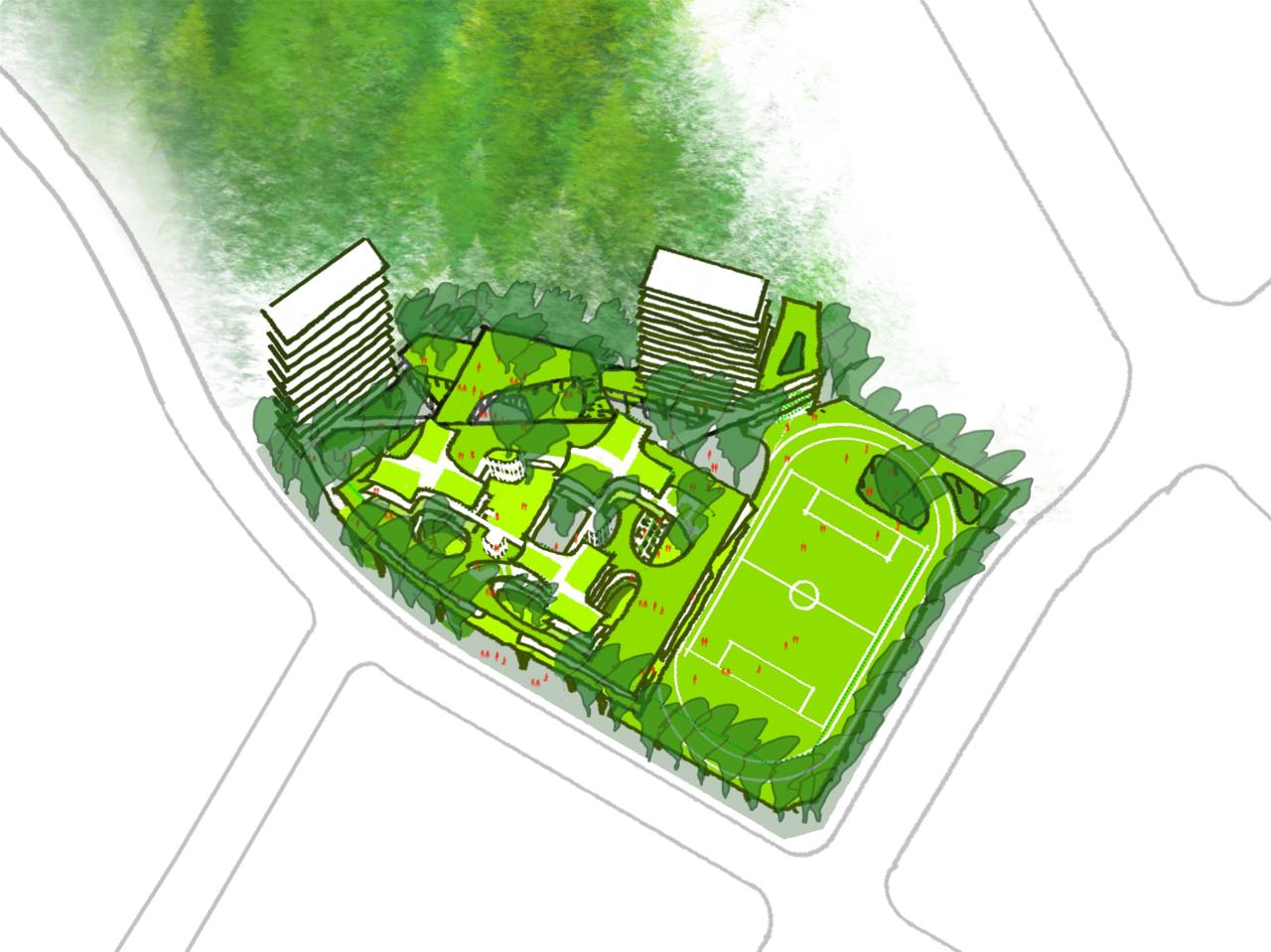 BIM建筑|山间学堂：深圳市第三十三高级中学（中标候选方案） / 上海华都建筑规划设计有限公司