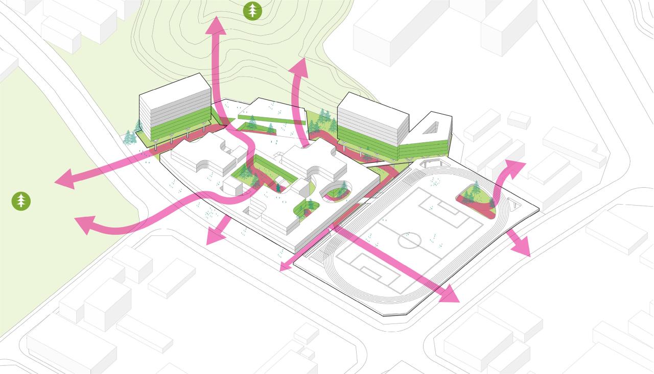 BIM建筑|山间学堂：深圳市第三十三高级中学（中标候选方案） / 上海华都建筑规划设计有限公司
