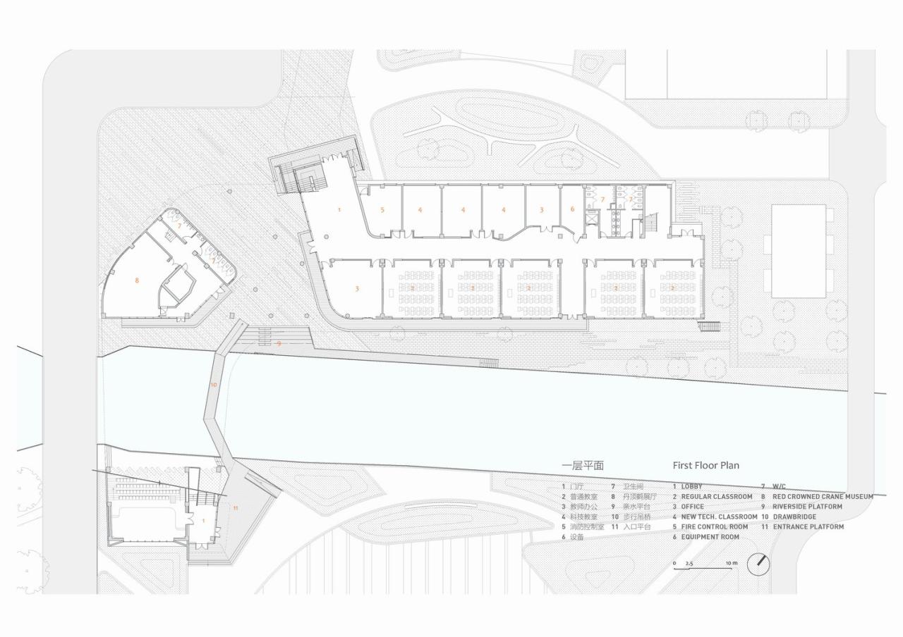 BIM建筑|桥上教学楼 - 盐城外国语学校创新中心 / 普泛建筑