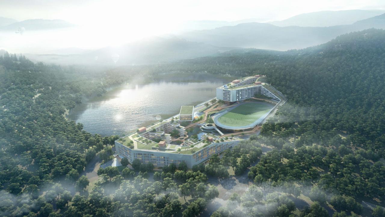 BIM建筑|“塘畔隐园”—深圳市第二十八高级中学建筑方案设计 / 一境建筑设计