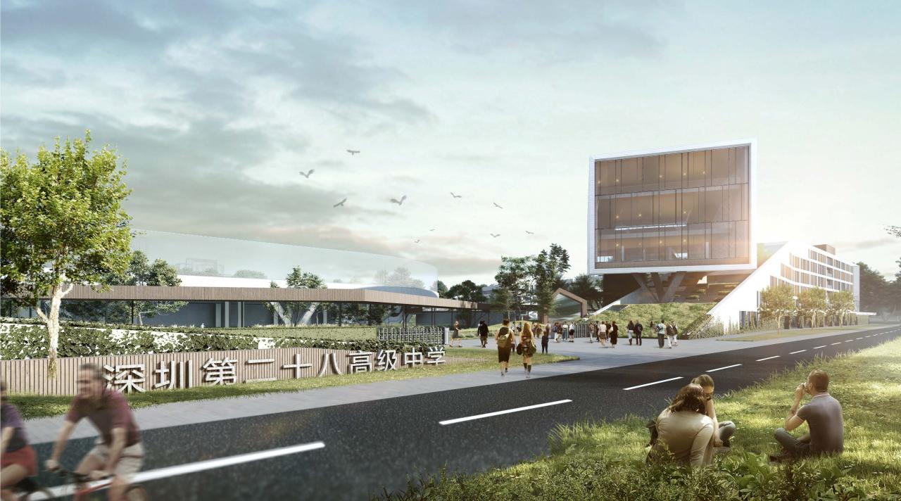 BIM建筑|“塘畔隐园”—深圳市第二十八高级中学建筑方案设计 / 一境建筑设计