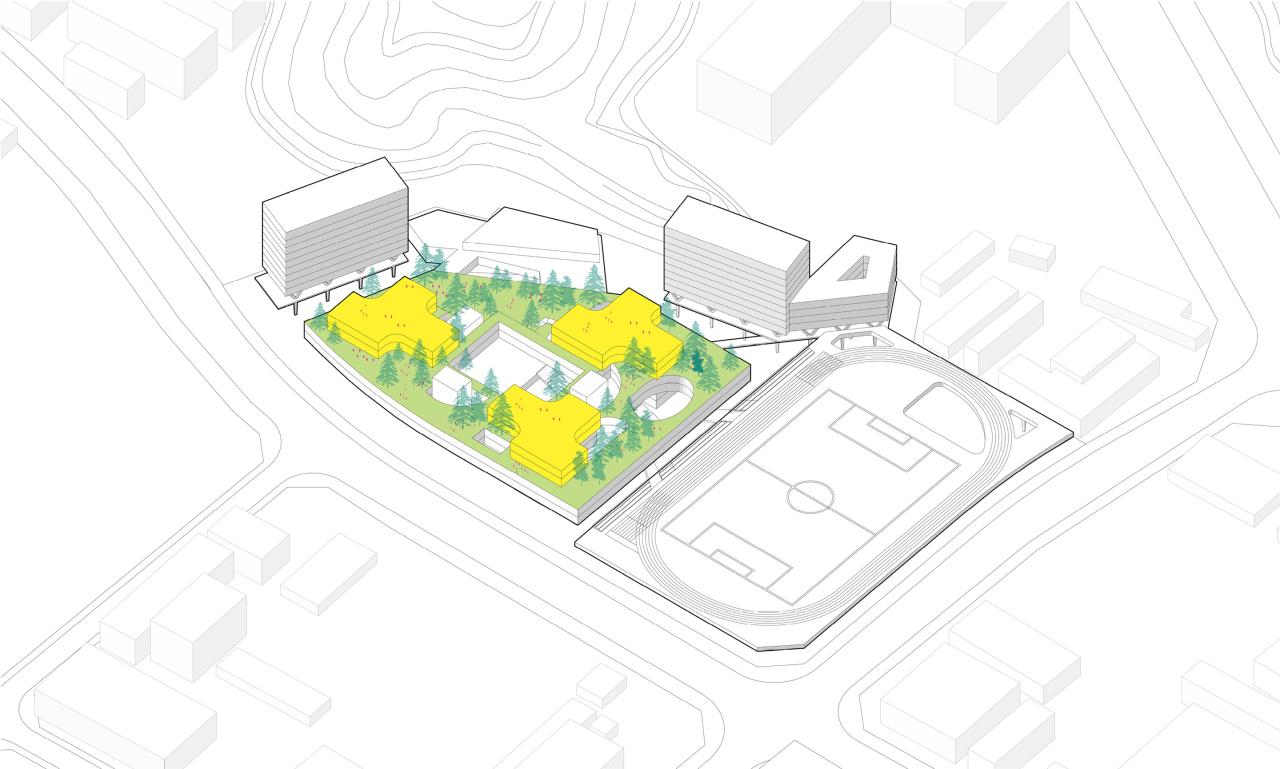 BIM建筑|山间学堂：深圳市第三十三高级中学（中标候选方案） / 上海华都建筑规划设计有限公司