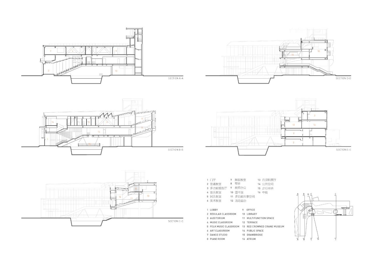 BIM建筑|桥上教学楼 - 盐城外国语学校创新中心 / 普泛建筑