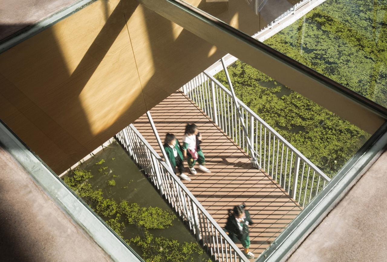 BIM建筑|桥上教学楼 - 盐城外国语学校创新中心 / 普泛建筑